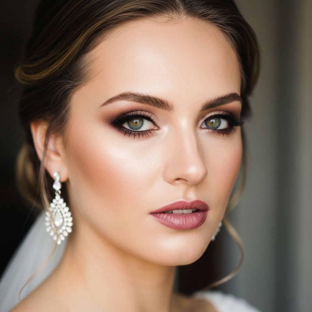 Stunning bridal makeup with soft glam finish
